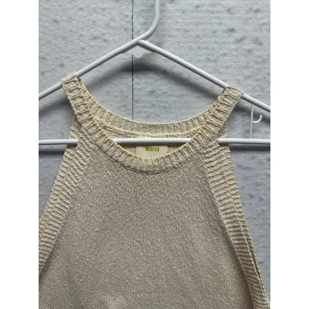 Anthropologie Maeve Ivory/Cream Sleeveless Halter Knit Sweater L Beach Loganlook - Picture 6 of 9